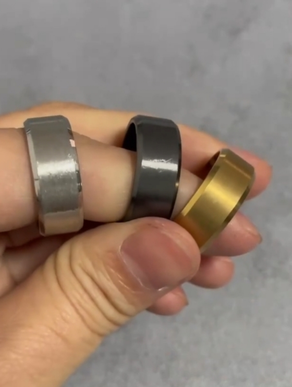 8mm Stainless steel black gold Purple or silver band ring size 6 - 13